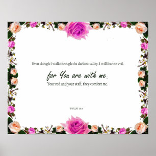 Poster Psaume 23:4, car Tu es avec moi, versets bibliques