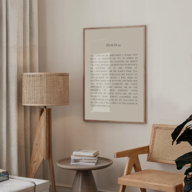 Poster Psaume 23 Art Moderne Mur Chrétien (Psalm 23 minimalist typography poster featuring the beloved verse “The Lord is my shepherd”.)