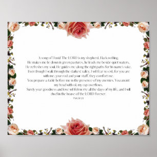 Poster Psaume 23, Verse de la Bible, Décor de l'Écriture,