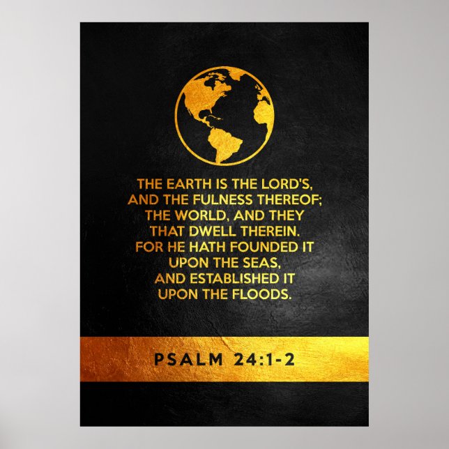 Poster Psaume 24:1-2 Verse de la Bible (Devant)