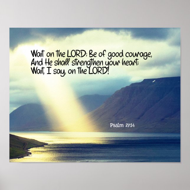 Poster Psaume 27:14 Attendez sur l'Eternel Bible Verse Oc (Devant)