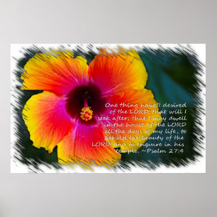 Poster Psaume 27:4 Hibiscus sur blanc