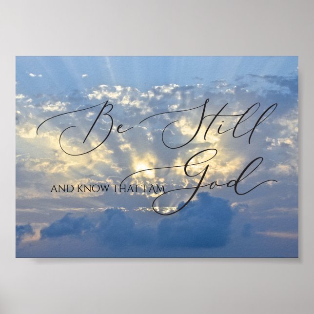Poster Psaume 46 10, Be Still Sun Rise through Cloud (Devant)