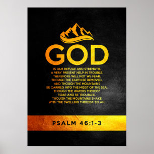 Poster Psaume 46:1-3 Verse de la Bible