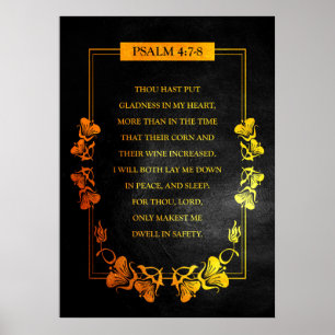 Poster Psaume 4:7-8 Bible Verse