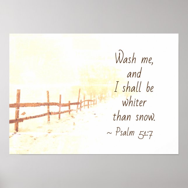 Poster Psaume 51:7 Wash me and I shall be whiter than sno (Devant)