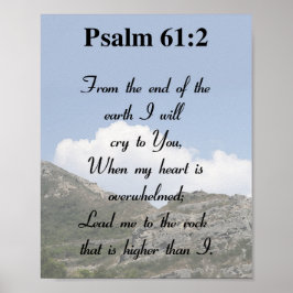 Poster Psaume 61:2, Verse de la Bible, Écriture Inspirant