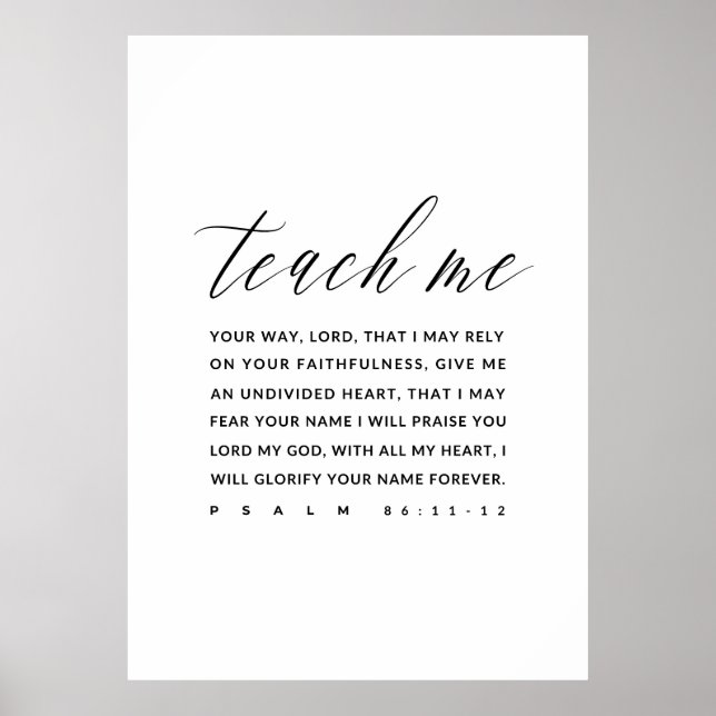 Poster Psaume 86:11-12 Bible Verse Mur Art, (Devant)