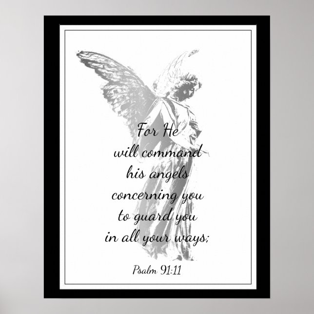 Poster Psaume 91:11 Citation biblique consolante avec Ang (Devant)