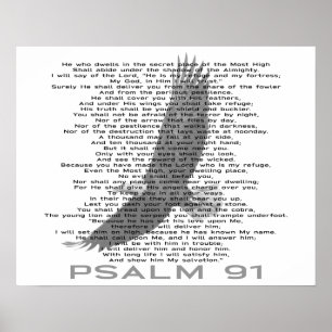 Poster Psaume 91 Aigle Noir et Blanc Soaring Christian