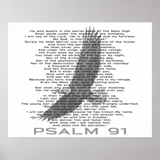Poster Psaume 91 Aigle Noir et Blanc Soaring Christian (Devant)
