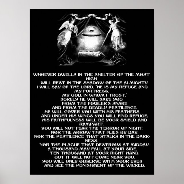 Poster psaume 91 bible citation anges Art religieux (Devant)