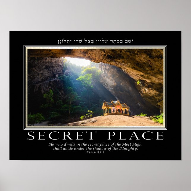 Poster Psaume 91 Bible Verse Anglais Hébreu Inspirationne (Devant)