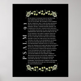 Poster Psaume 91 Feuilles d'Eucalyptus Versets Bibliques 