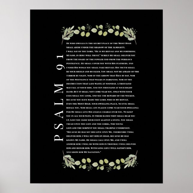 Poster Psaume 91 Feuilles d'Eucalyptus Versets Bibliques  (Devant)