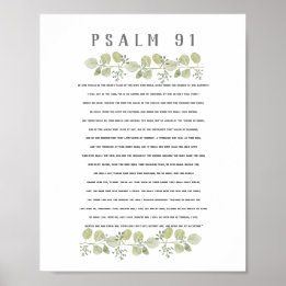 Poster Psaume 91 Olive Green Eucalyptus Feuille Bible Art
