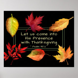 Poster Psaume 95:2 En sa présence avec Thanksgiving