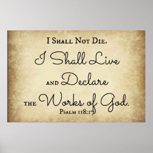 Poster Psaume Bible Verse Je ne mourrai pas. Je vivrai