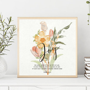 Poster Psaume de joie 16:11 floral orange