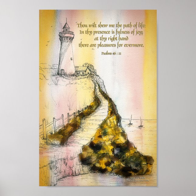 Poster Psaume d'encre d'aquarelle phare 16:11 (Devant)