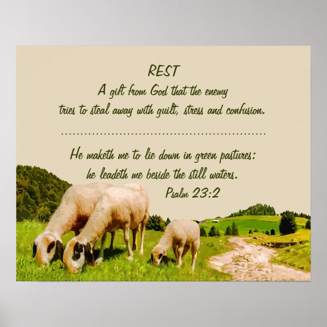 Poster Psaume Inspirationnelle de repos 23:2 Citation (Devant)