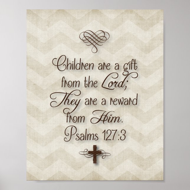 Poster Psaumes 127:3 "Les enfants sont un don du Seigneur (Devant)