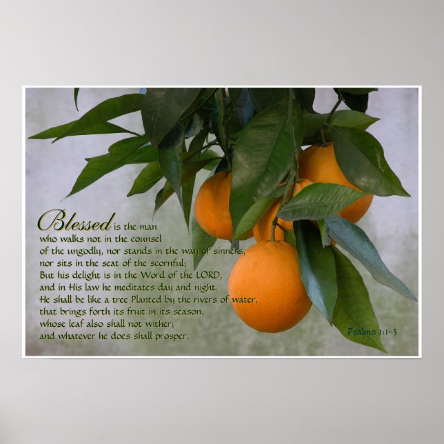 Poster Psaumes 1:1-3 Écritures Imprimer (Devant)