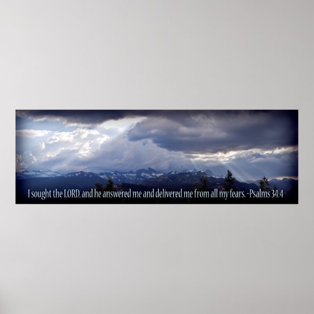 Poster Psaumes 34:4 panorama sombre vignette (Devant)