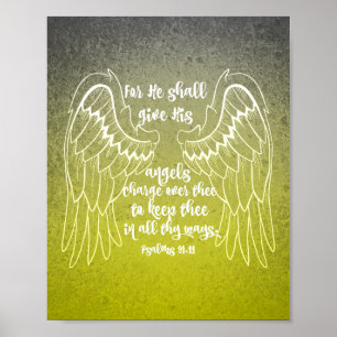 Poster Psaumes 91.11 Angels Bible Verse