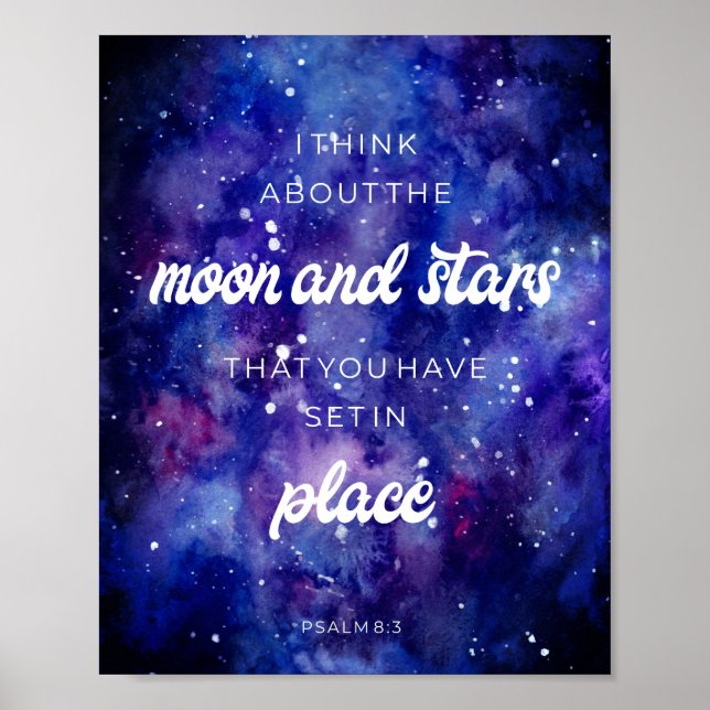 Poster Psaumes aquarelle Galaxy Stars Bible Verse Citatio (Devant)