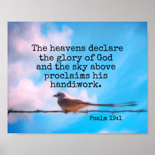Poster Psaumes Bible verse joli ciel bleu avec oiseau