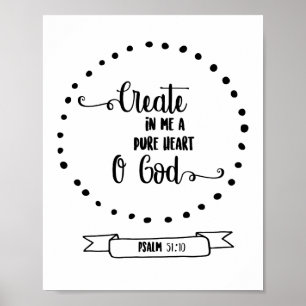 Poster Psaumes coeur pur Bible verse Calligraphie