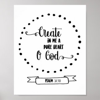 Poster Psaumes cœur pur verset biblique calligraphie