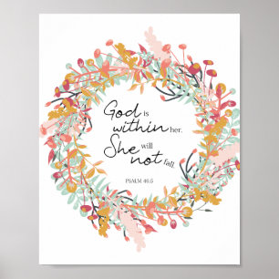 Poster psaumes Dieu à l'intérieur de sa couronne florale 