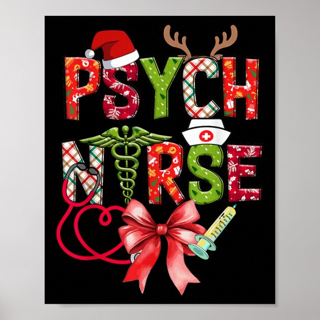 Poster Psych Nurse Christmas Cute Coquette Christmas Bow  (Devant)