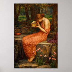 Poster Psyché ouvrant la boîte dorée par Waterhouse