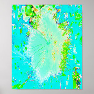 Poster Psychedelic aqua et Lime Green Milkweed