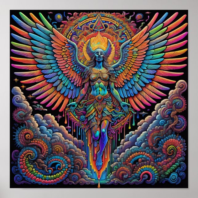 Poster Psychédélique Coloré Angel Art (Devant)