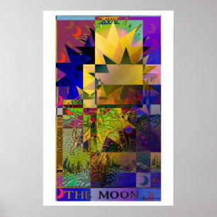 Poster psychédélique de la carte Moon Tarot