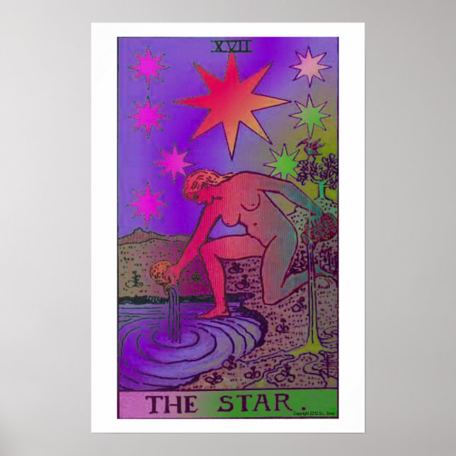 Poster psychédélique de la carte Star Tarot (Devant)