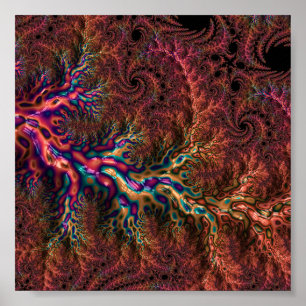 Poster Psychedélique Groovy Tripant Funky Coloré Fractale