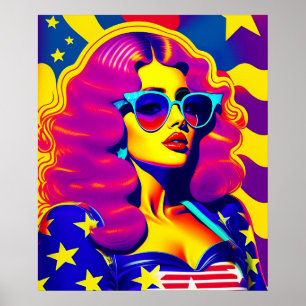Poster Psychédélique Super Stars Sensation Vintage fille 