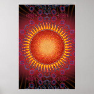 Poster: Psychedelische Sonne: Spiral-Fraktal Desig Poster