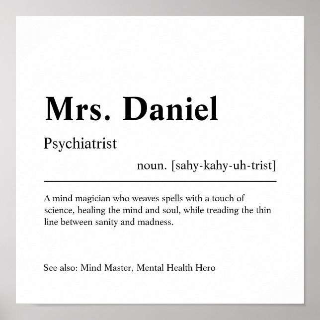 Poster Psychiatre cadeau personnalisé (Devant)