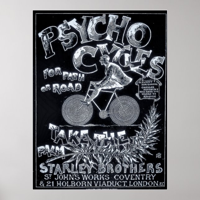 Poster Psycho Cycles Pour Chemin ou Route - Publicité Vin (Devant)