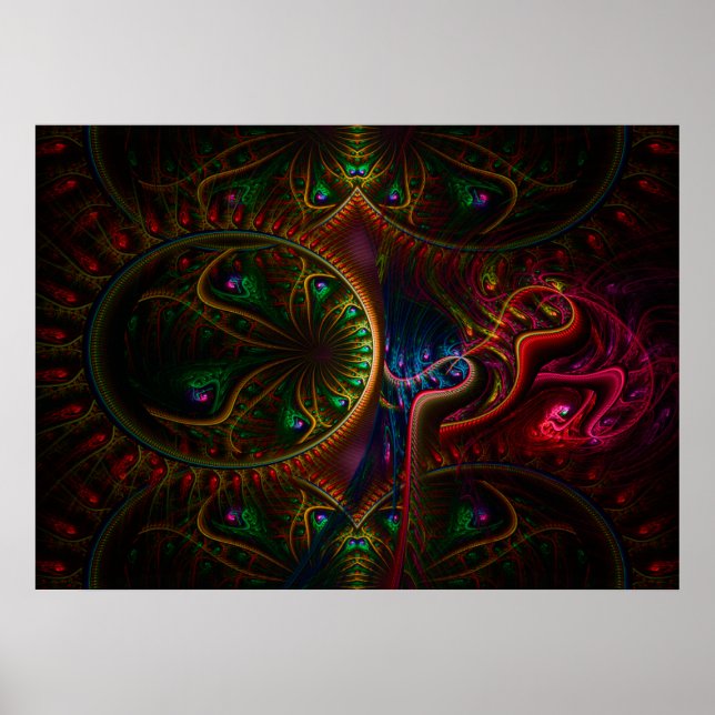 Poster Psycho Gears Flame Fractal Art (Devant)