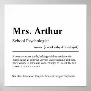 Poster Psychologue scolaire Cadeau personnalisé