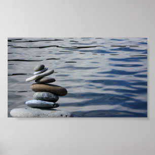 Poster Psychologue Thérapeutique Zen Stones, Mer