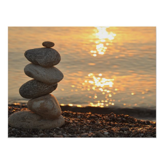Poster Psychologue Thérapiste Zen Stones, Coucher du sole (Devant)