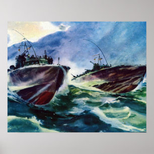 Poster PT BATEAUX 2ÈME GUERRE MONDIALE Hunters of the SEA